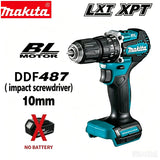 Makita 18V Li-ion Battery New Makita DDF487 10mm Brushless Hammer Drill 40N.m 2 Speed Cordless Impact Screwdriver Household Tool