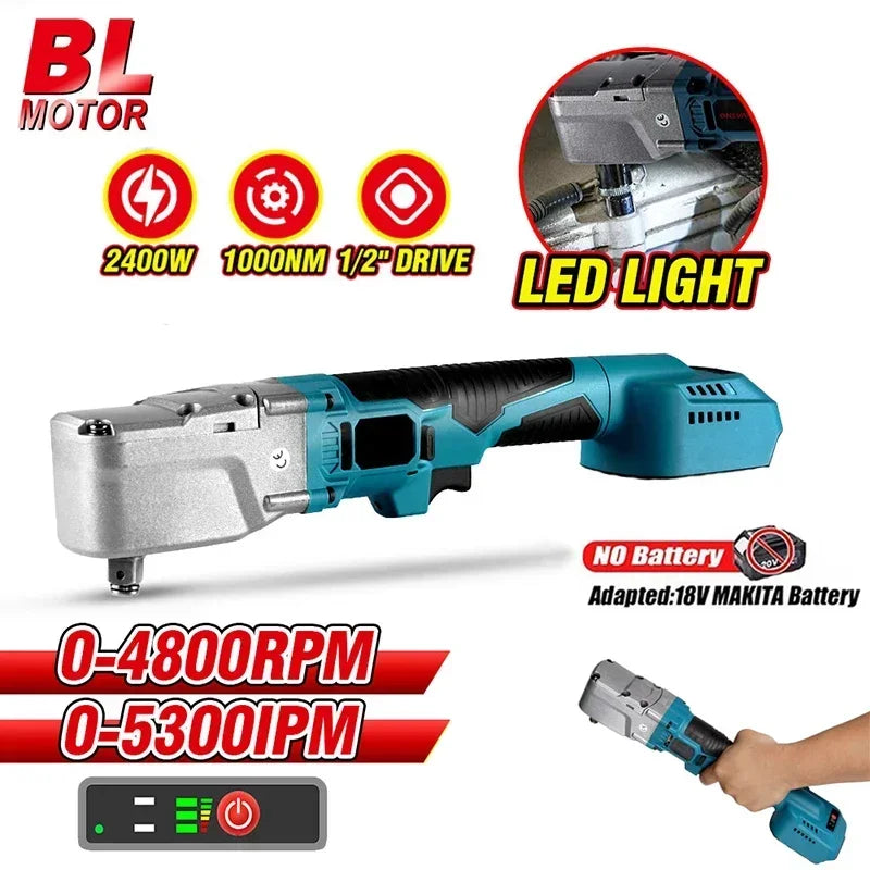 1000NM Brushless Electric Ratchet Wrench 588Vf 1/2'' Ratchet Wrench Set Power Tool Removal Screw Nut for Makita 18V Battery