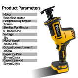 Electric Goddess 10000SPM Brushless Electric Reciprocating Saw Saber Saw Wood Metal Cutting Tool For Dewalt 20V Battery Pin