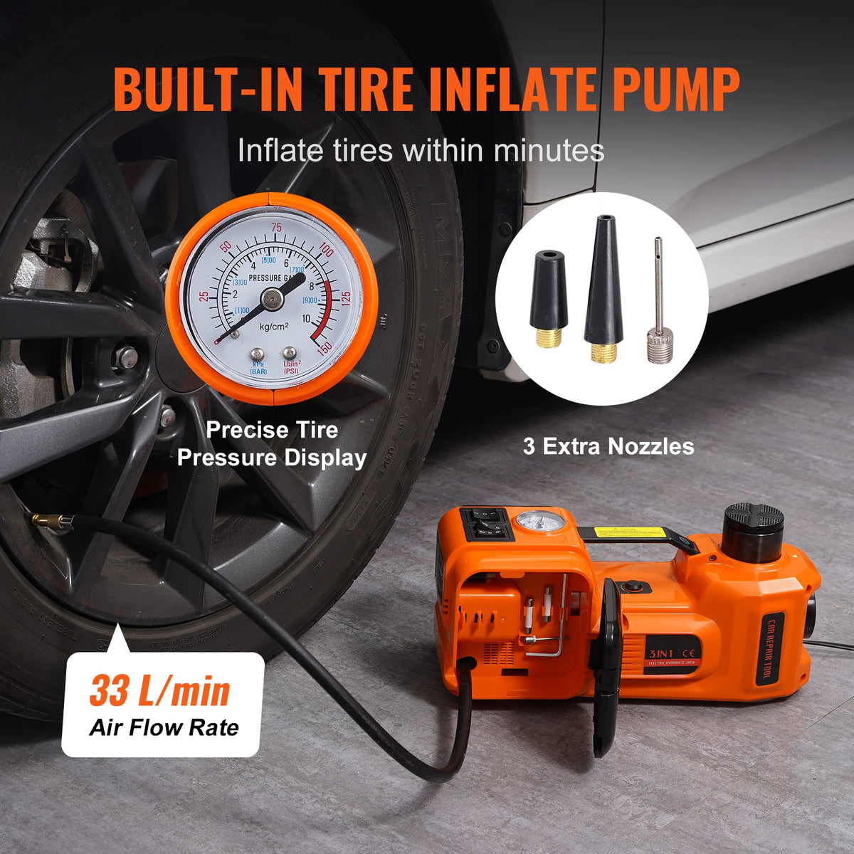 SucceBuy 5 Ton Electric Car Jack Hydraulic Jack with Electric Impact Wrench Portable Car Lift for SUV Sedan Truck Change Tires