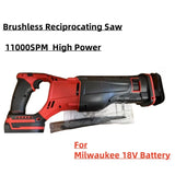 Cordless Brushless Saber Saw 11000spm - Reciprocating Saw, Metal/Wood Use, Compatible with Milwaukee 18V Battery, Power Tool