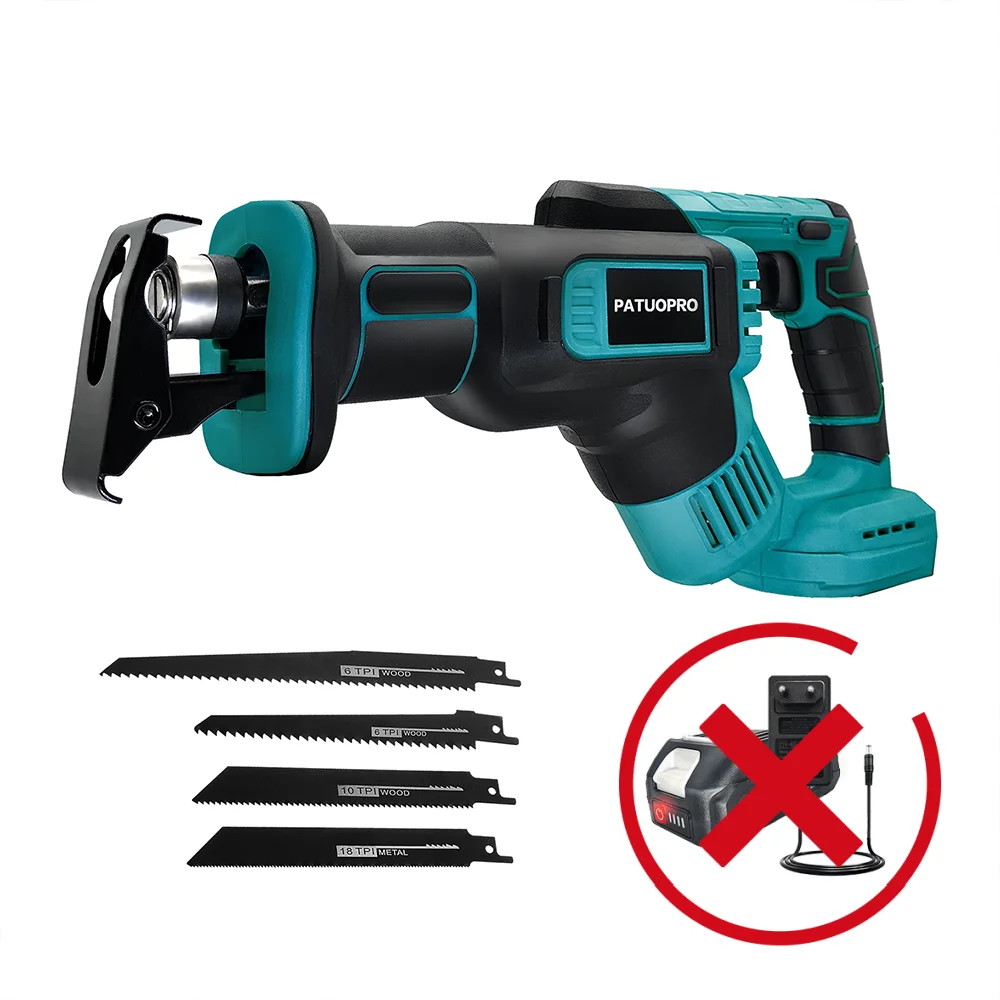 Cordless Reciprocating Saw Power Saw for Wood / Metal Cutting with 4pcs Blades Fit Makita 18v Battery(No Battery)