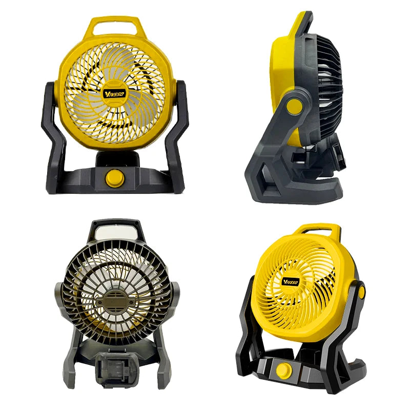 VIVSSO 12 Inch Fan 3 Speed Adjustable Outdoor Camping Fan Table Portable Air Circulators For Dewalt 20V Battery Pins