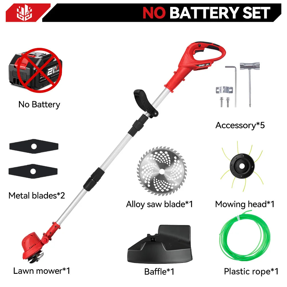 ONEVAN 36000RPM Brushless Electric Lawn Mower Cordless Grass Trimmer Foldable Adjustable Garden Cutter For Makita Battery Pin