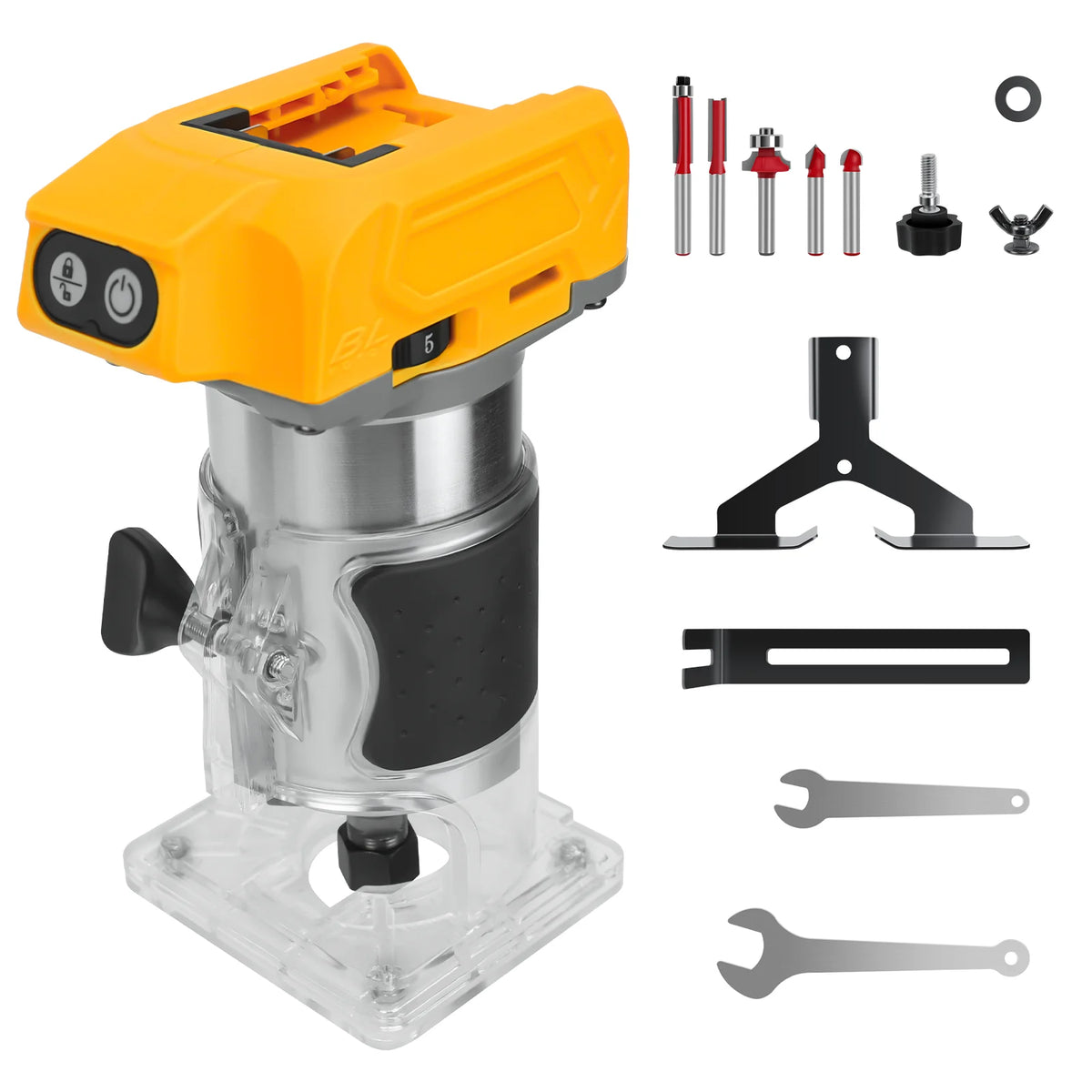 800W Brushless Electric Trimmer Woodworking Trimming Machine Wood Router Milling Engraving Slotting for Dewalt 20V Battery