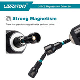 LIBRATON 20PCS Magnetic Nut Driver Set, Impact Drill Driver Bit Set 1/4" Metric and SAE Nut Driver with Storage Bag Nut Drivers