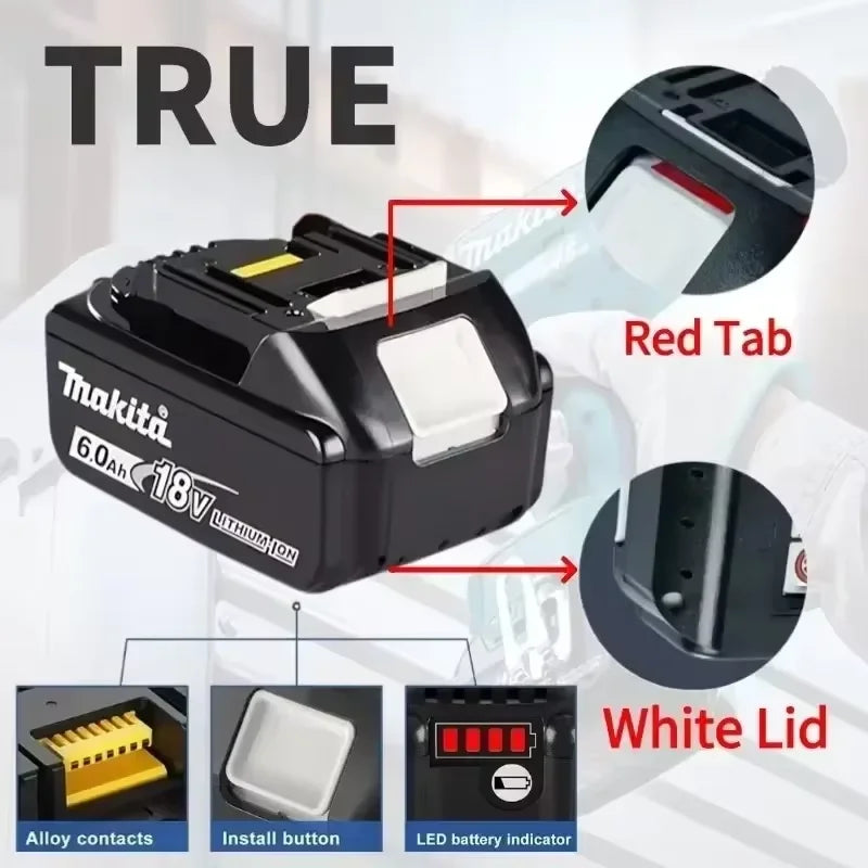 Makita Original Lithium Ion Rechargeable Battery 18V 6000mAh 18v Replacement Batteries BL1860 BL1830 BL1850 BL1860B. .