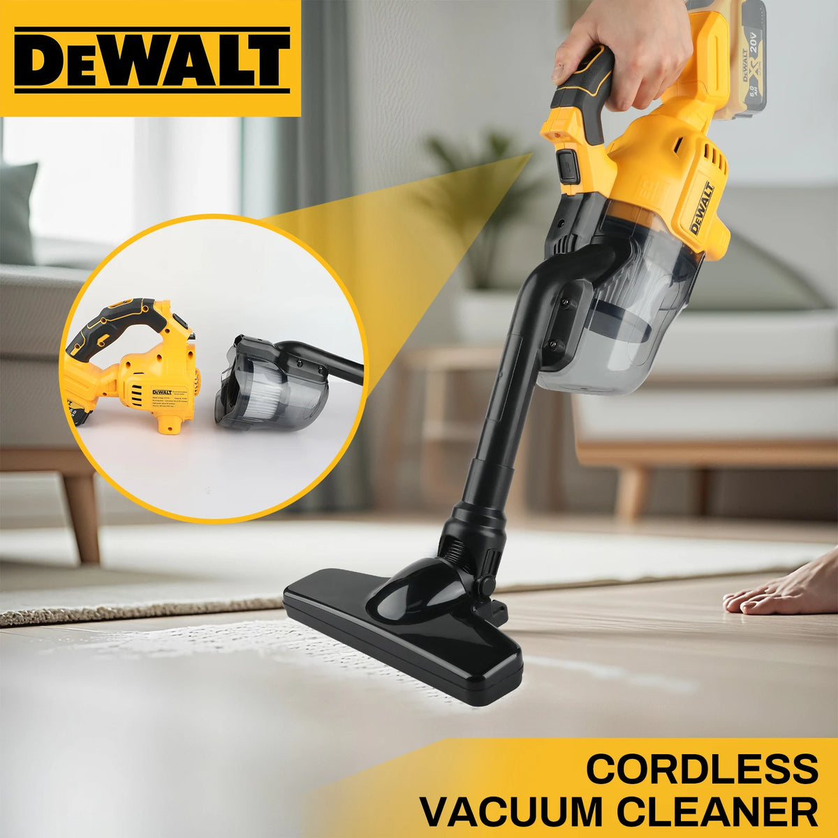 DEWALT DCV501 18V Handheld Wet Dry Vacuum Cleaner Cordless Design LED Light 0.7L Tank Multi Nozzles Car HomeWorkshop Power tools
