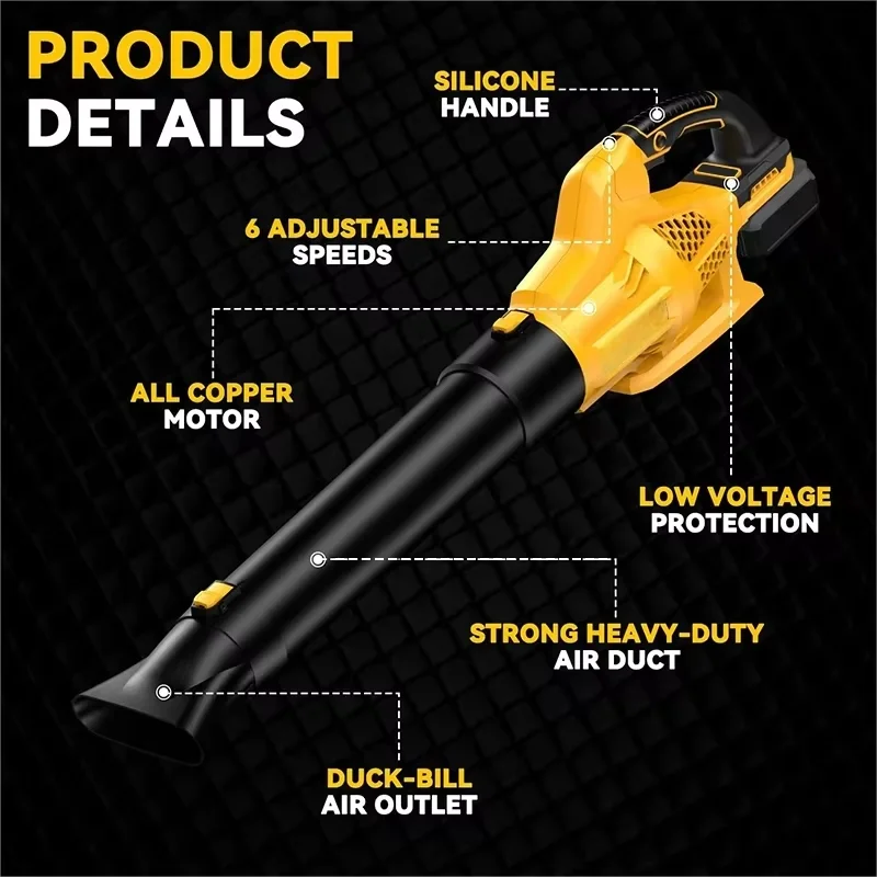 Yard Leaf Removal Storm Machine 6-Speed Adjustable Blower Power Tools for Dewalt 20v Battery Pin 32000rpm Cordless Leaf Blower