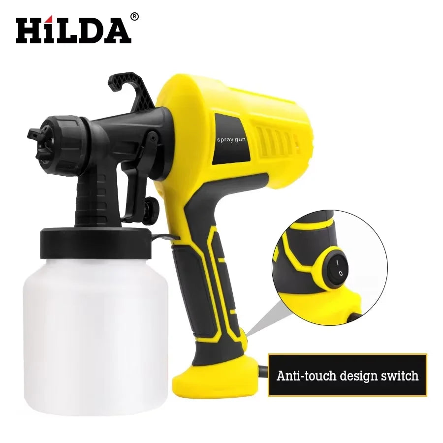HILDA Corded Electric Paint Sprayer Single Handheld Spray Gun Adjustable Flow Control Nozzle Portable Home Use Painting Tool