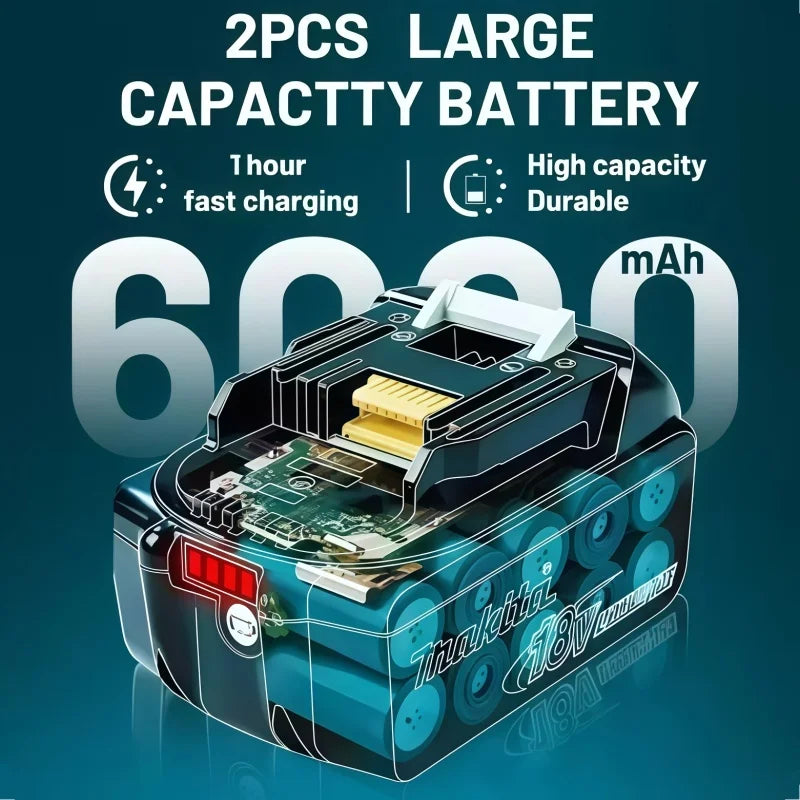 6Ah 100% Original Makita 18V Battery BL1860B Rechargeable Lithium-Ion Battery for Makita 18V Power Tools Replace the Battery.