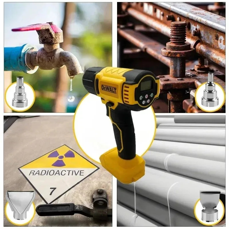 Dewalt Cordless Digital Display Electric Air Guns Heat Gun Industrial Shrink Wrapping Hot Air Gun With 3 Nozzles for 18V Battery