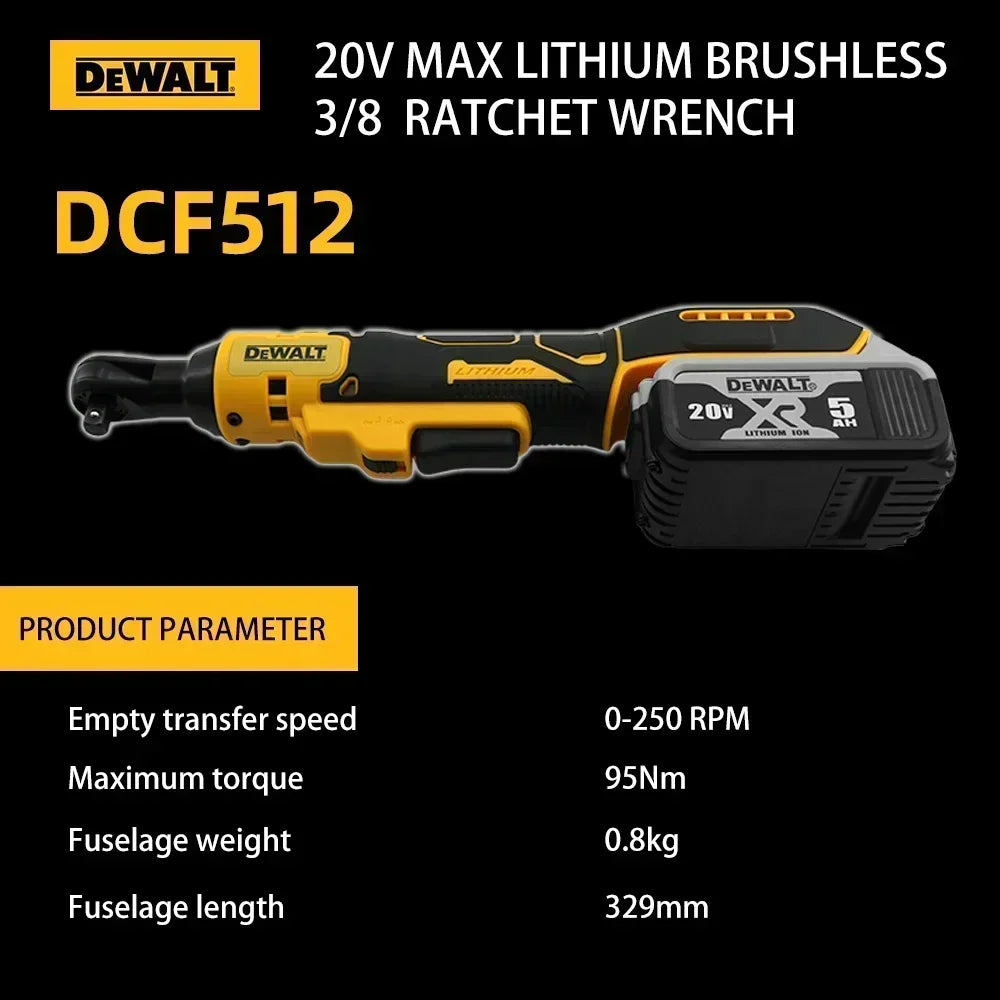 Dewalt DCF512 3/8 Inch Brushless Ratchet Right Angle Wrench, LED Cordless Driver Variable Speed 20V Power Tool