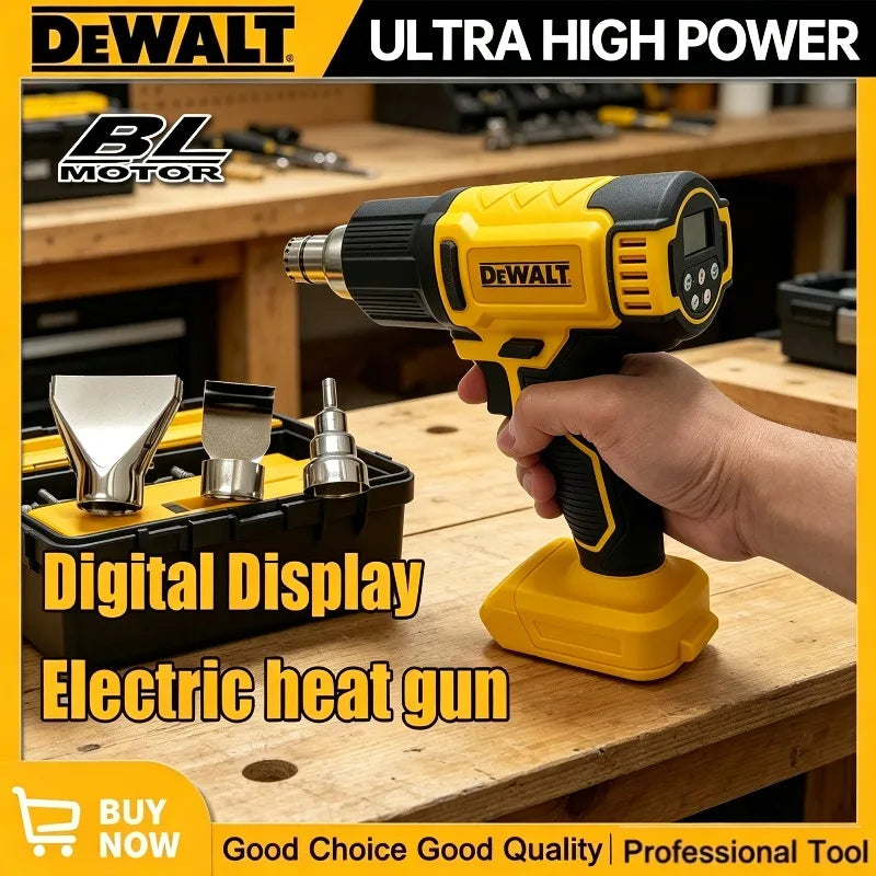 Dewalt Cordless Digital Display Electric Air Guns Heat Gun Industrial Shrink Wrapping Hot Air Gun With 3 Nozzles for 18V Battery