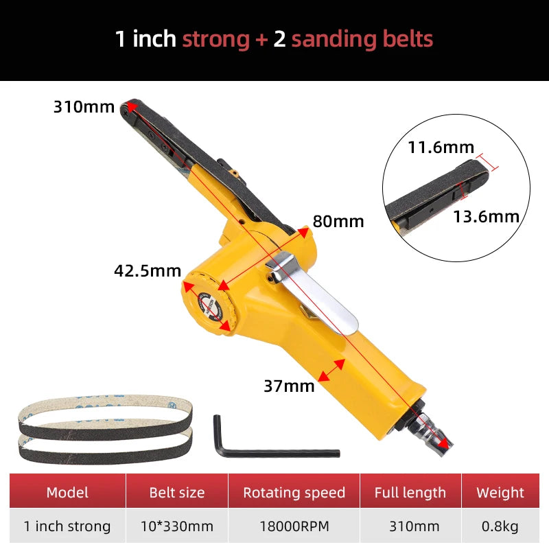 HIFESON 3/8" Pneumatic Belt Sander Air Belt Grinder Sanding Machine For 10x330mm 20x520mm