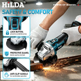 HILDA 21V Brushless Angle Grinder Cordless Handheld Electric Power Tool for Makita Battery For Metal Wood Cutting