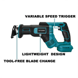 Cordless Reciprocating Saw Power Saw for Wood / Metal Cutting with 4pcs Blades Fit Makita 18v Battery(No Battery)