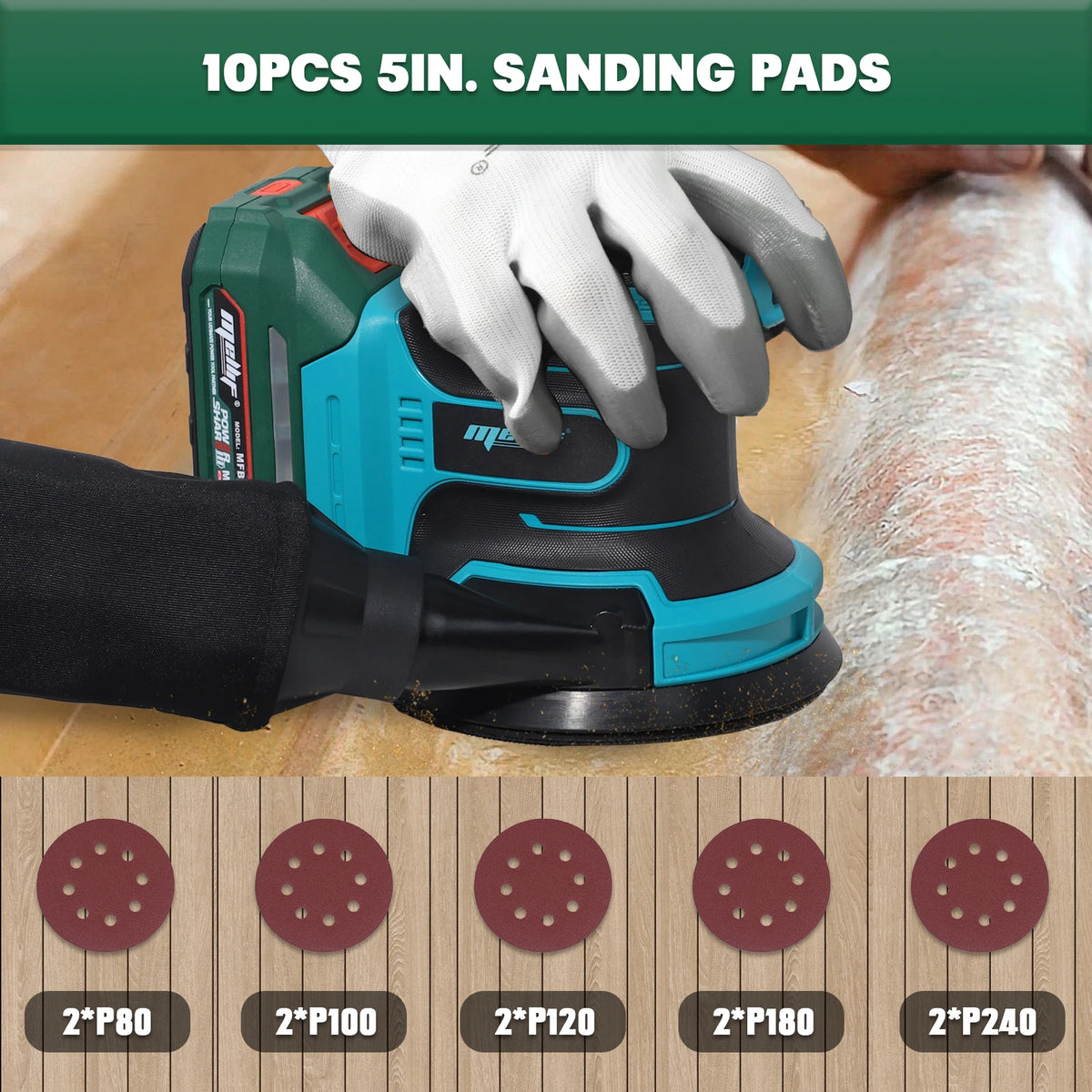 Mellif 125MM Cordless Random Orbital Sander For Makita 18V Battery BL1830 BL1840 (Tool Only) Handheld Electric Power Tool