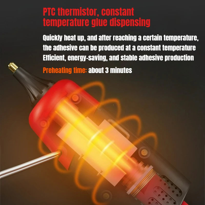 300W Hot Silicone Gun Red for 11mm Glue Sticks,AC Plug,High Power Industrial Hot Glue Gun Heat Temperature Electric Repair Tool