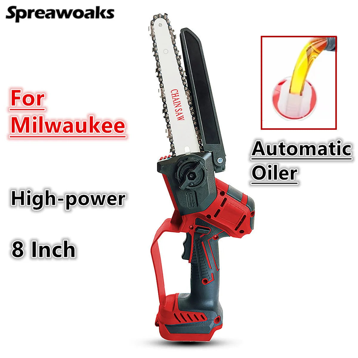High-power Chainsaw 8 Inch Auto Oiler Brushless Electric Chain Saw Pruning Wood Cutting Power Tools For Milwaukee 18V Battery