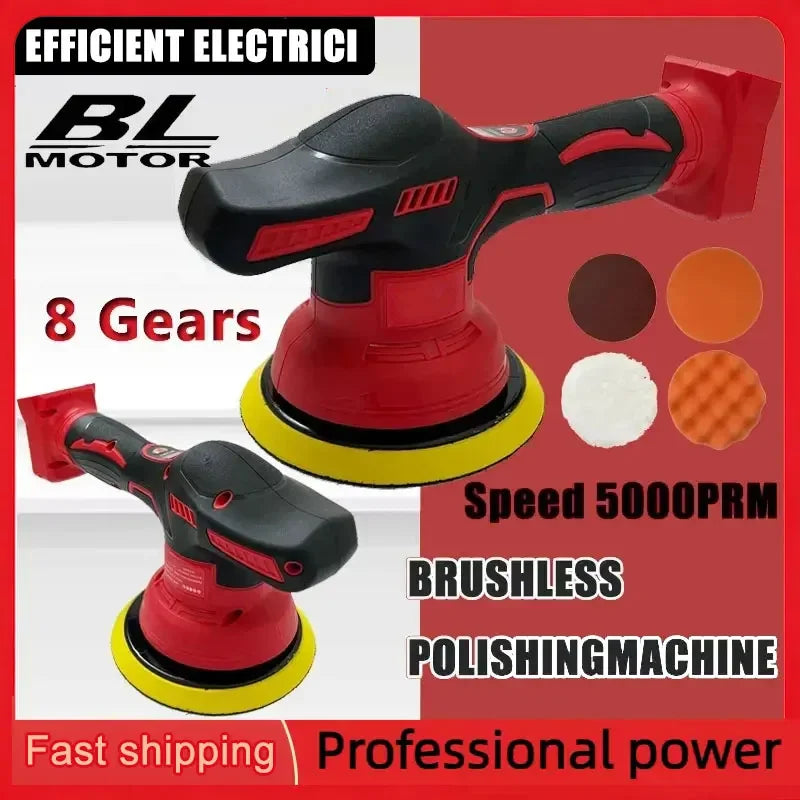 Cordless Polisher 8 Gears Digital Display Electric Polisher Auto Car Waxing Polishing Machine For Fit Milwaukee 18V Battery