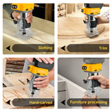 800W Brushless Electric Trimmer Woodworking Trimming Machine Wood Router Milling Engraving Slotting for Dewalt 20V Battery