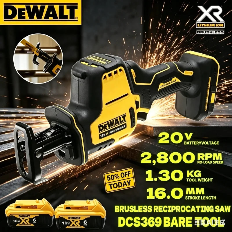 DEWALT Cordless One-Handed Reciprocating Saw DCS369 MAX The Multi - Tasking Powerhouse for Swift Wood,Metal & Pipe Cutting