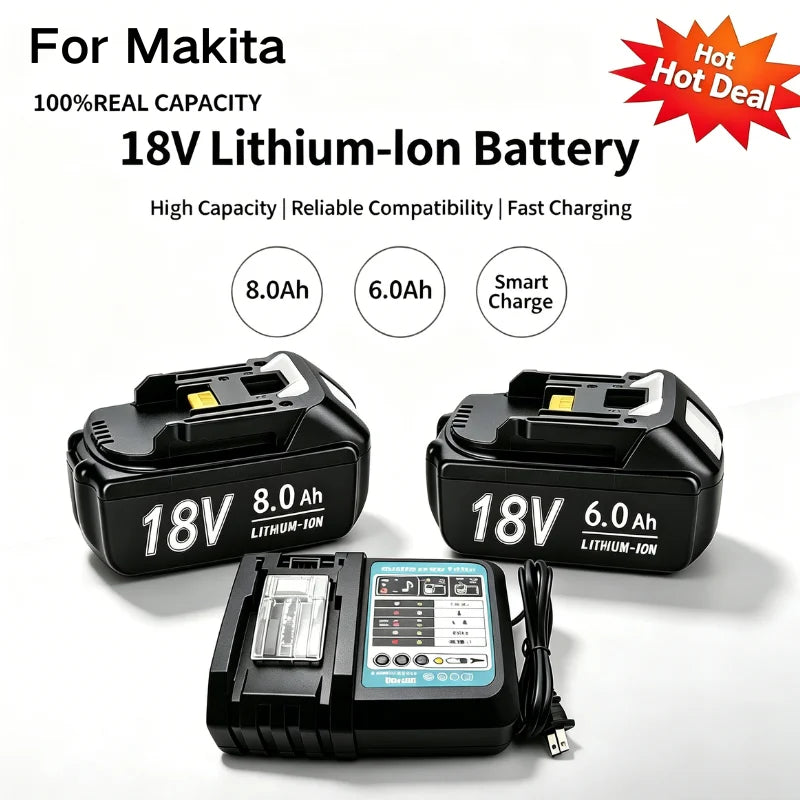 For Makita 18V 6Ah 8Ah Battery Rechargeable Battery 100% Real Capacity 18650 Lithium-ion Cell Suitable For Makita Power Tool