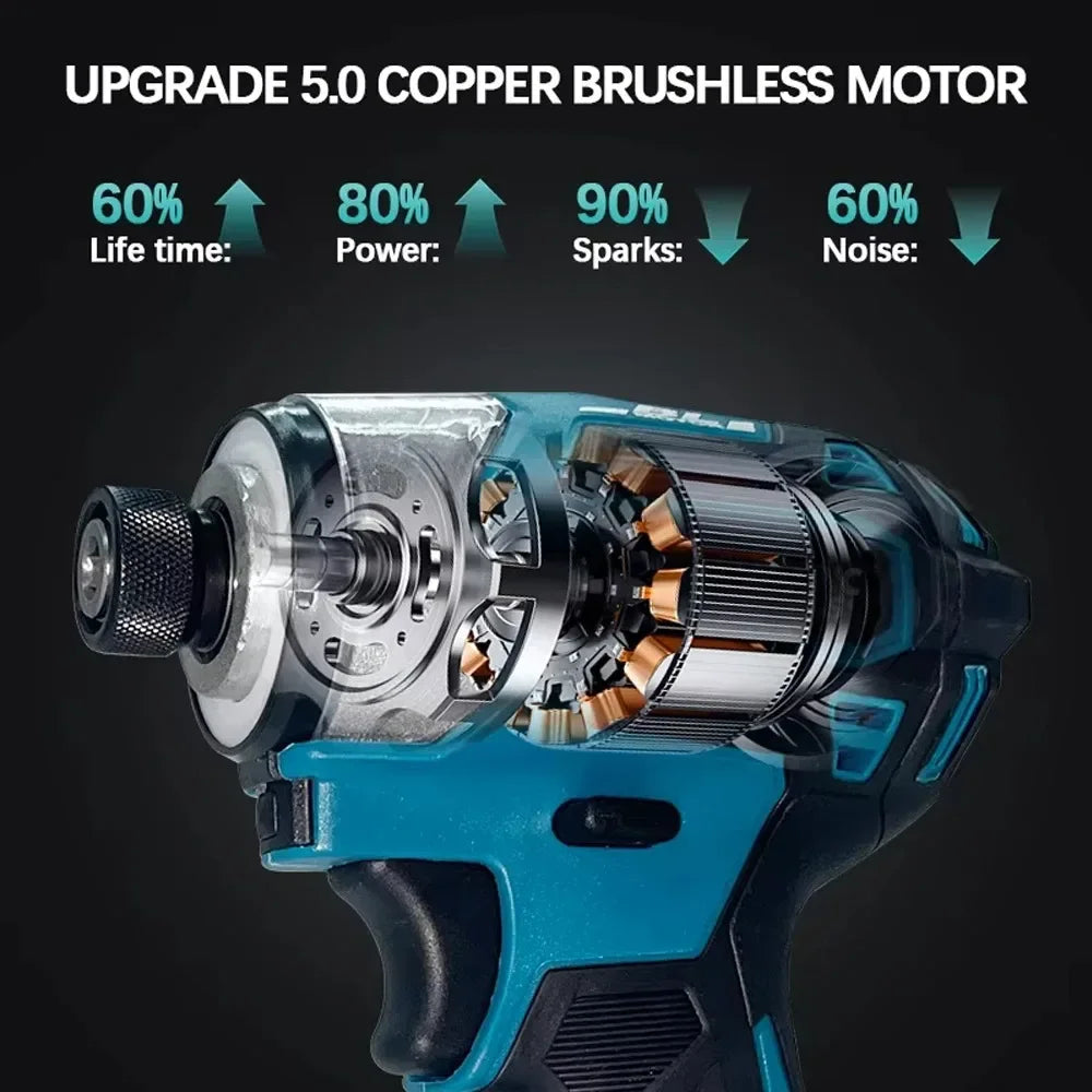 Makita DTD173 Brushless Impact Driver Rechargeable Screwdriver Drills Cordless Power Tools 18V BL Motor Tools Battery 18V6.0Ah