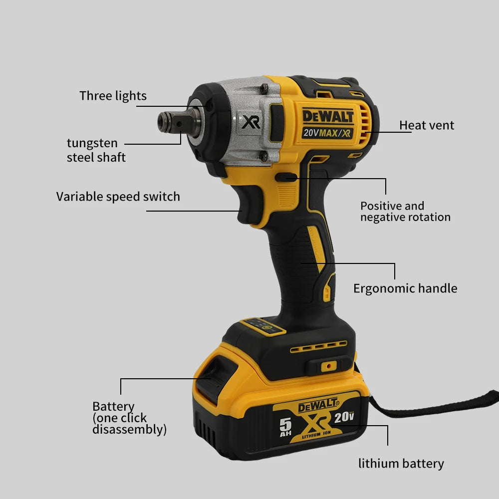 Dewalt DCF880 High-Torque Brushless Wireless Impact Wrench Lightweight 20V Battery Powerful Tool for Automotive And DIY Projects