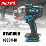 Makita 1000Nm High Torque 18V Cordless Brushless Wrench Wireless Impact Tool for Car Tire Repair, Compatible with Makita Battery