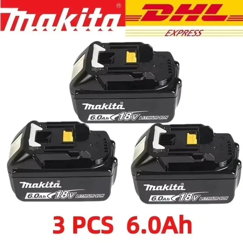100% Original Makita 18V 6.0Ah Li-Ion Battery, Rechargeable Replacement Battery for BL1830B BL1840B BL1850B BL1860B Power Tools