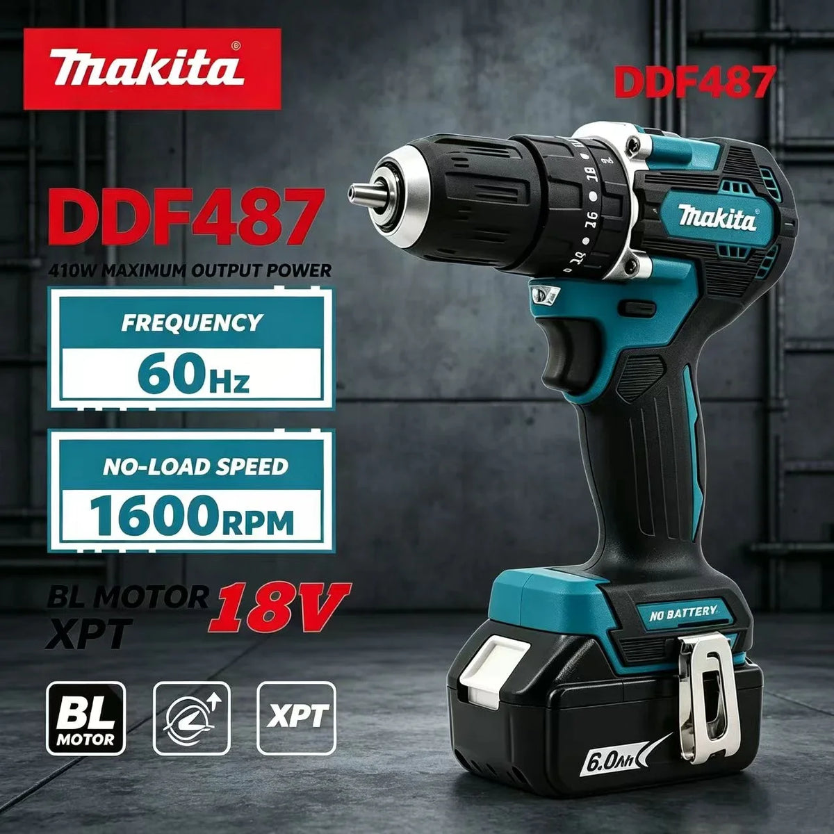 Makita DDF487 18V Brushless Cordless Drill Driver 0-500 RPM 60N Torque For Repairing Wooden Fence Panels In Backyard Garden