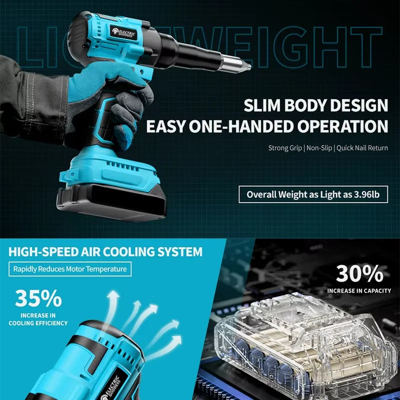 Electric Goddess Brushless Electric Rivet Gun 2.4~4.8mm Cordless Rivet Nut Gun Drill Insert Power Tools For Makita 18V Battery