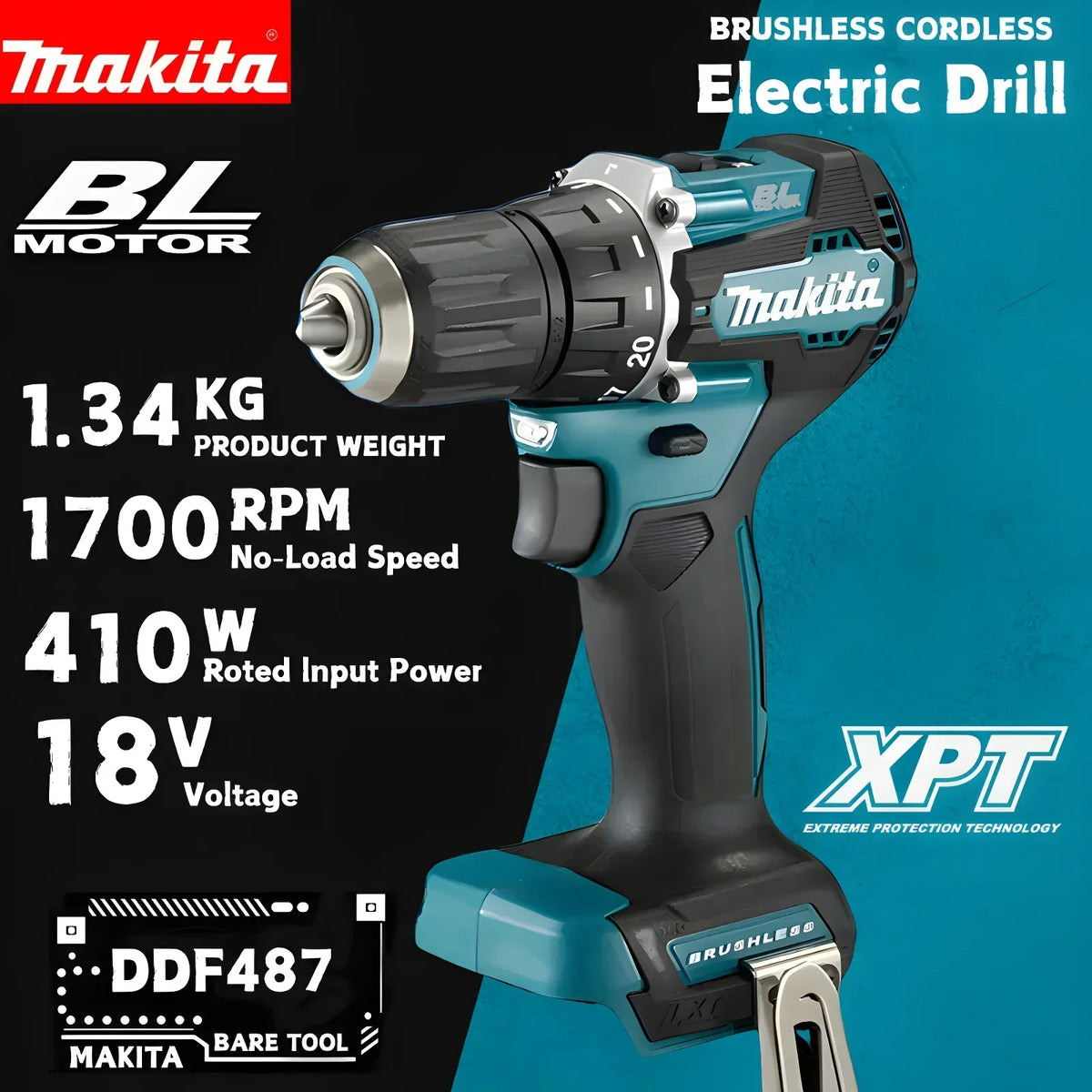 Makita DDF487 Lightweight 18V Drill Driver For Small Workshop Repair Daily Home DIY Fixture Mounting