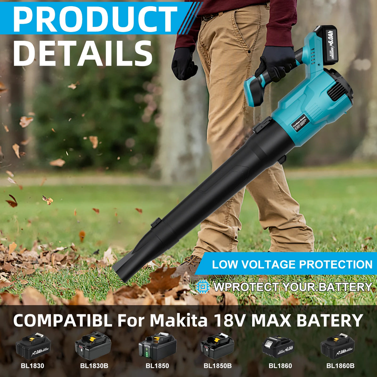 Brushless Electric Air Blower For Makita 18V Battery Rechargeable Cannon Blower Super Strong For Leaf Dust Snow Clean Power Tool