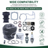 For Stihl MS660 066 064 MS640 MS650 Cylinder Piston Kit 56mm with Gasket Set Carb Kit Spark Plug Decomp Valve, 1122 020 1211
