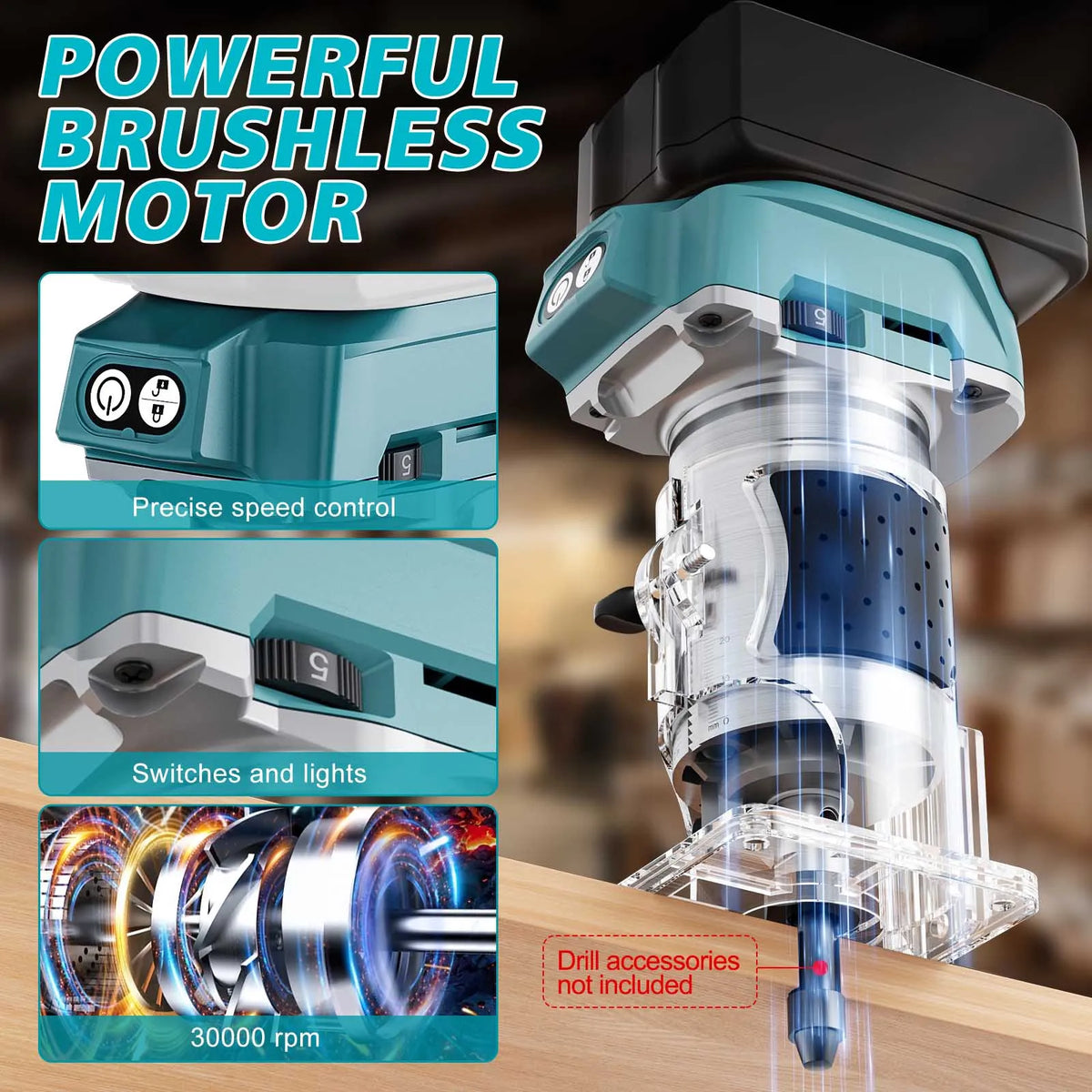 Brushless Cordless Edge Trimmer Machine For Makita 18V Battery Slotting Tool Milling Woodwork Engraving Machine Home DIY Tools