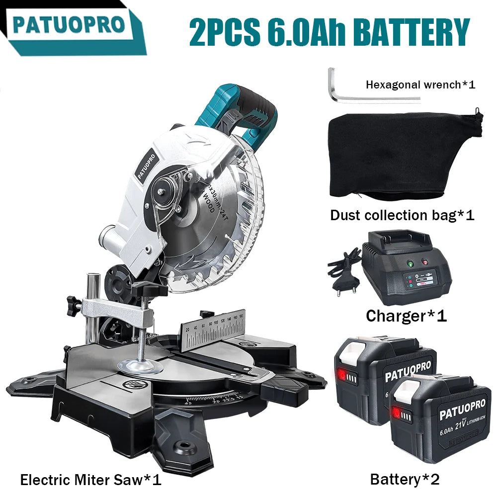 PATUOPRO 8 Inch Brushless Miter Saw Single Bevel 45° Compact Electric Saw Wood Aluminum Cutter Power Tool For Makita 18V Battery