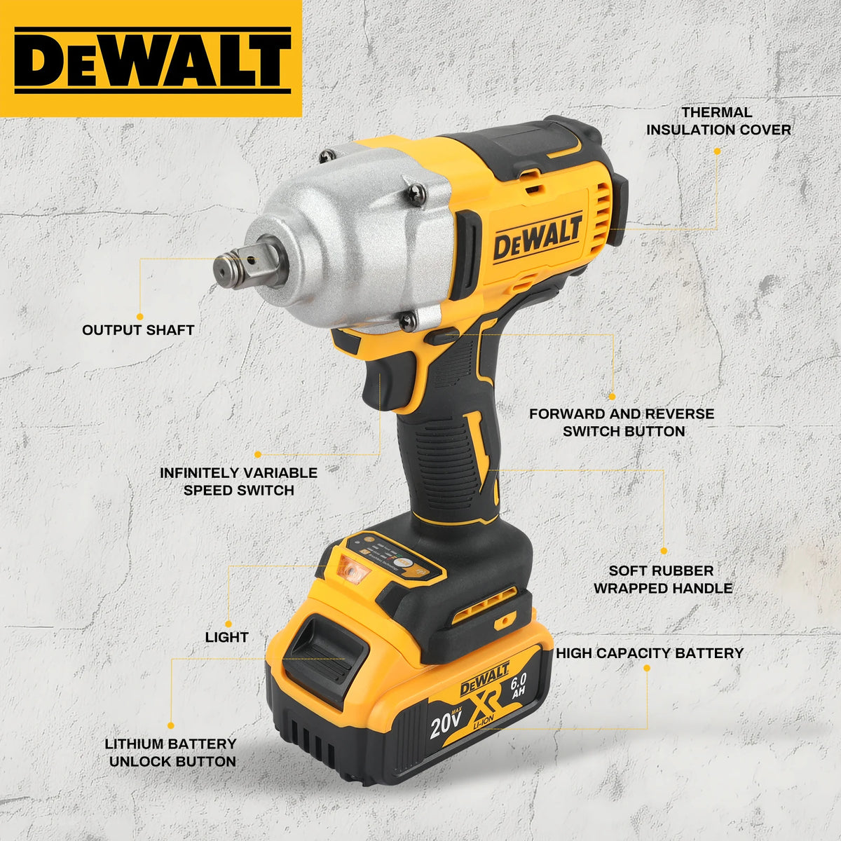 2026 DeWalt DCF900 High Torque Brushless 20V Electric Impact Wrench Lithium Battery Powered Electric Durable for Professiona