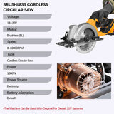 Electric Goddess 5in Brushless Electric Circular Saw ﻿1000W Handheld Woodwork Saw Power Tool ﻿﻿For Dewalt 20V Battery Pin