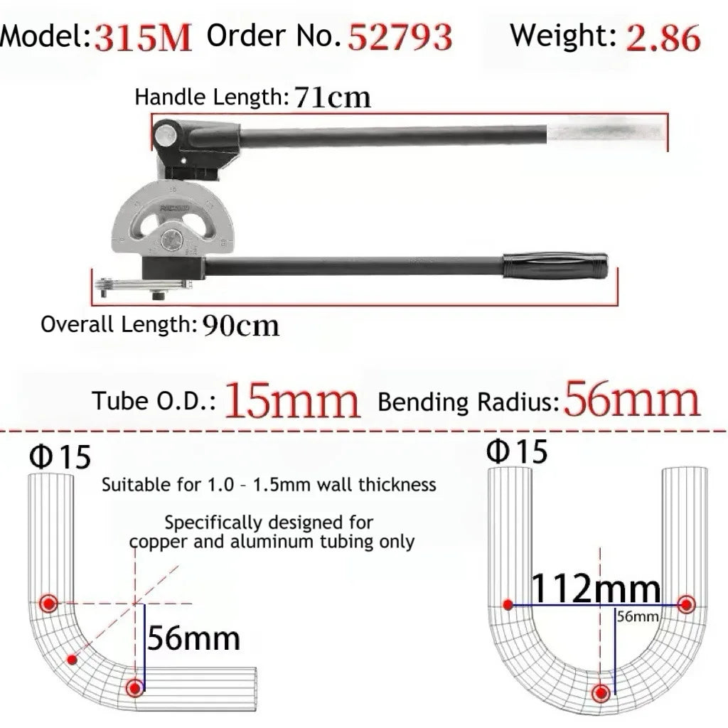US RIDGID 315M 318M 408 412M 414M 416M 612M Manual Stainless Steel Copper-Iron Pipe Bender 0-10mm
