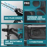 PATUOPRO 28mm Brushless Rotary Hammer Drill 3-Mode Hammer Drill chiselling Power Tool for Makita 18V Battery(No Battery)