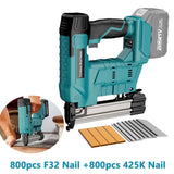 2 in 1 Brushless Cordless Nail Gun Electric Nailer 2 Mode Stapler Gun F32 Furniture Staple Gun for 18V Makita Battery