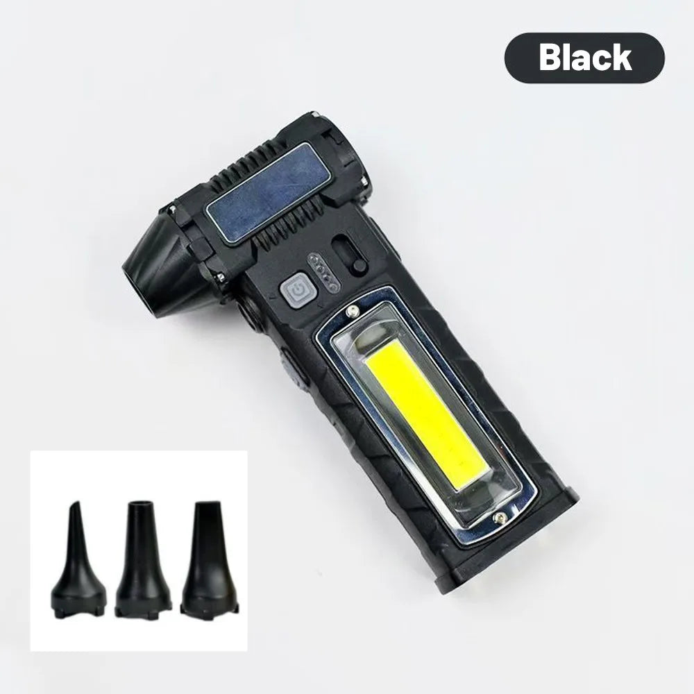 Portable Camping Fan with Light 8000mAh Battery Operated Waist Fan 130000RPM Mini Jet Blower for Tent Outdoor Work and Cleaning