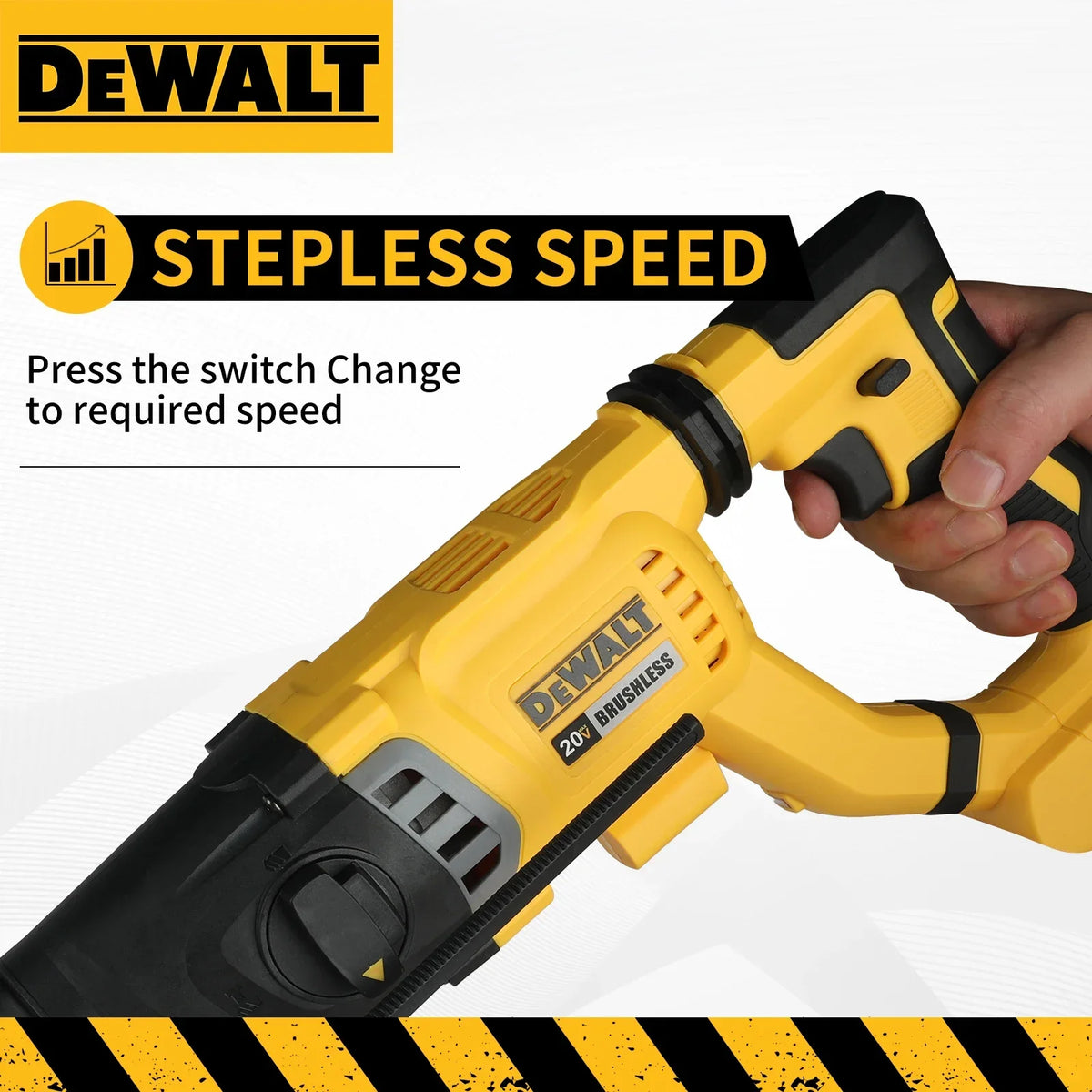 DEWALT DCH263B 20V MAX Brushless SDS Plus Rotary Hammer 28mm 3.0J SHOCKS 3-Mode D-Handle Bare Tool