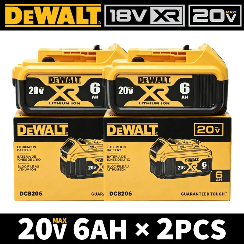 100% Dewalt Original Battery 20V 6AH Battery Replacement DCB200 DCB184 DCB182 DCB206 DCD887 DCD805 DCF860 Power Tool Battery