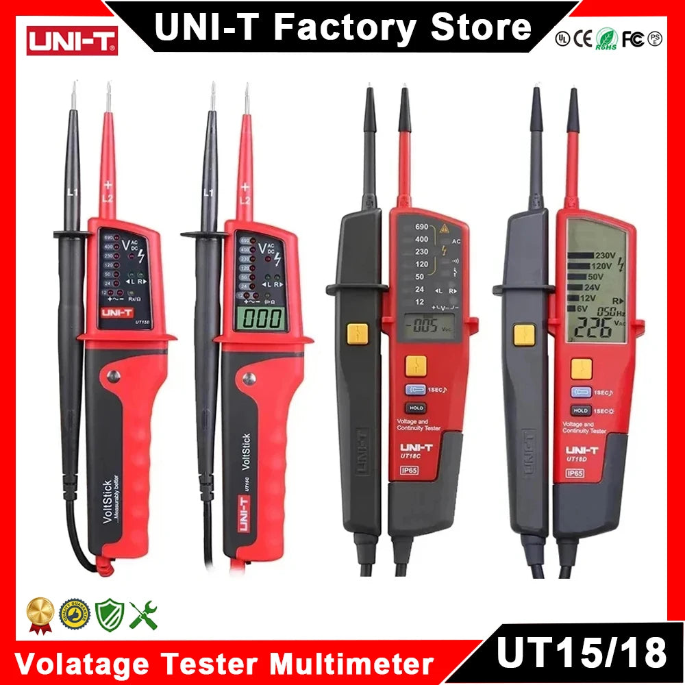 UNI-T UT15C UT18C UT18D Voltage Indicator Digital Voltmeter Volt Probe Voltage Meter Tester Phase Sequence Continuity Multimeter