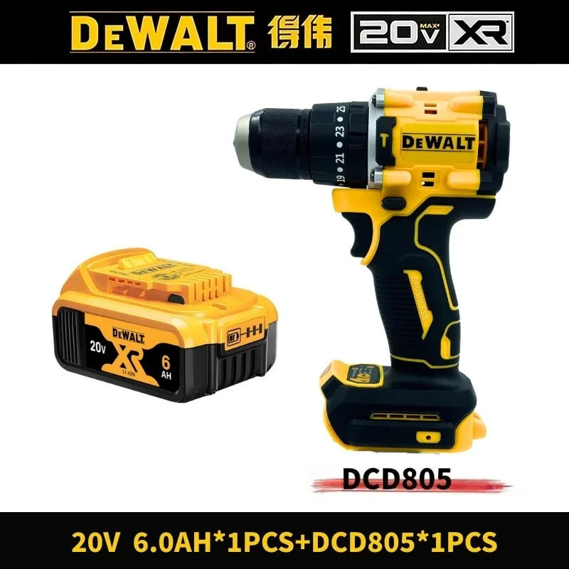 DEWALT DCD805 20V Power Tools, Brushless Impact Drill Cordless Electric Screwdriver, Optional 2Ah 6Ah Lithium