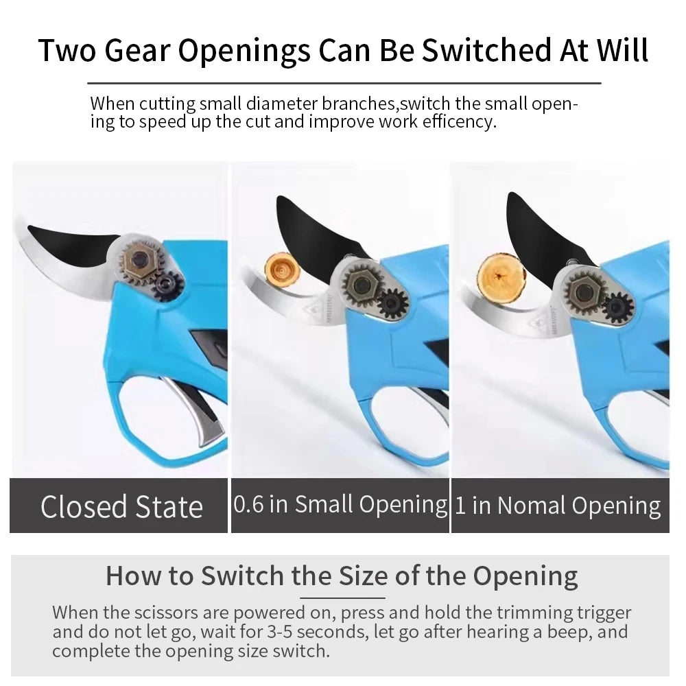 KOHAM Cordless Electric Pruning Shears 1 IN Tree Branch Cutter Garden Pruner Orchard Electric Scissor Kit or Blade Battery Parts